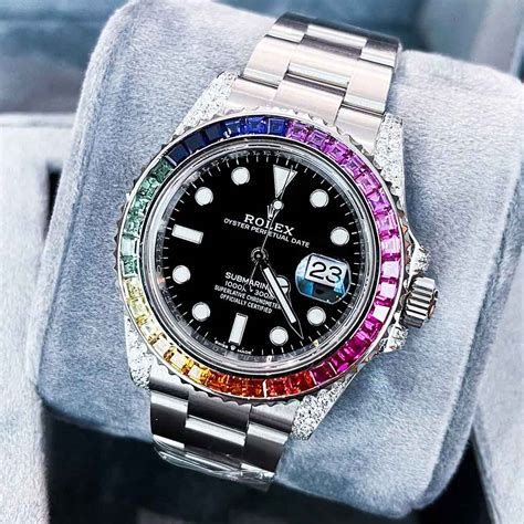 rolex rainbow watches rubber|rolex with rainbow bezel.